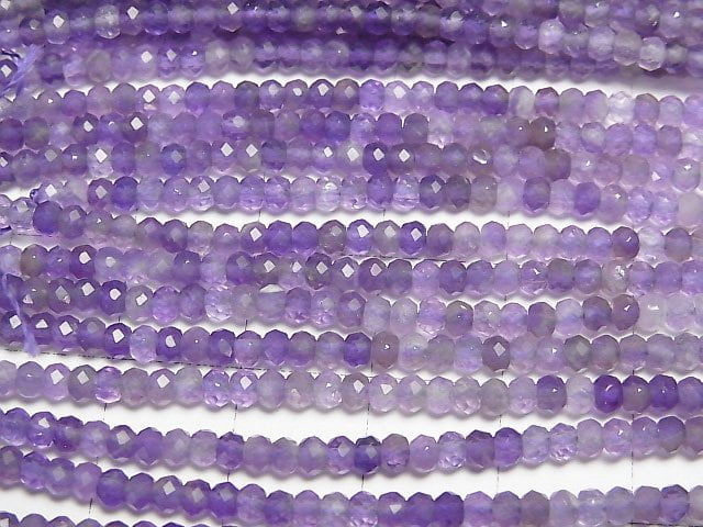 [Video]High Quality! Amethyst AA++ Faceted Button Roundel 3x3x2mm 1strand beads (aprx.15inch/38cm)