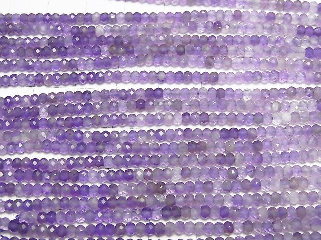 [Video]High Quality! Amethyst AA++ Faceted Button Rondelle 3x3x2mm 1strand beads (aprx.15inch/38cm)