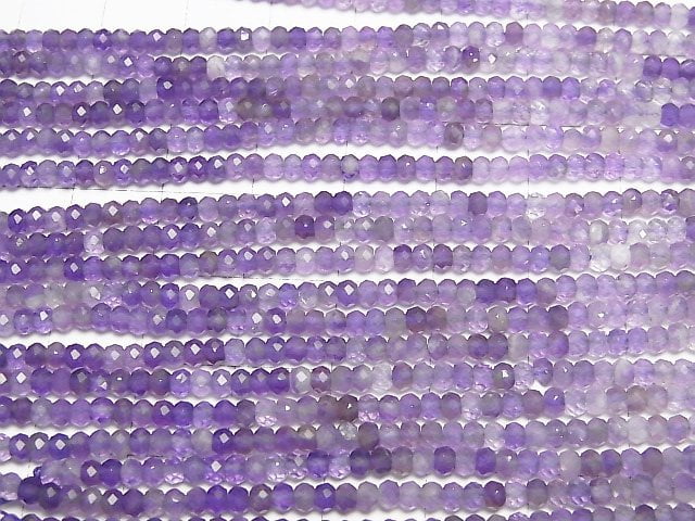 [Video]High Quality! Amethyst AA++ Faceted Button Roundel 3x3x2mm 1strand beads (aprx.15inch/38cm)