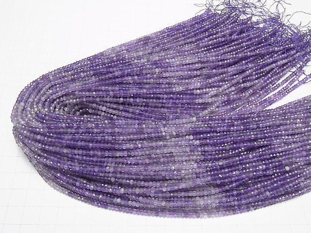 [Video]High Quality! Amethyst AA++ Faceted Button Rondelle 3x3x2mm 1strand beads (aprx.15inch/38cm)