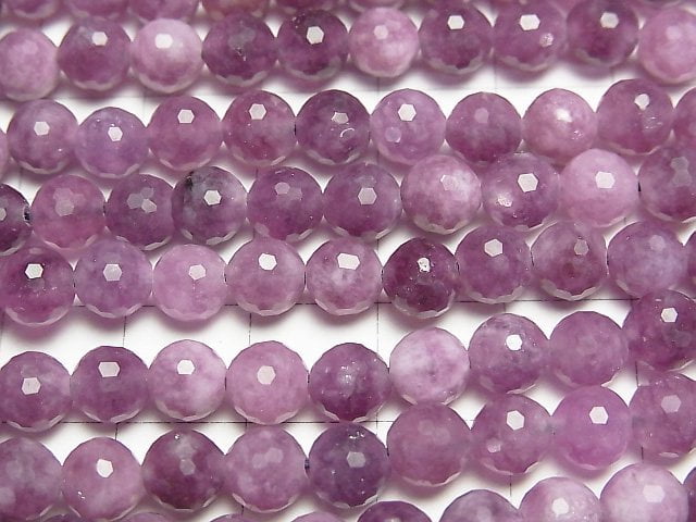 [Video]Purple color Jade 128Faceted Round 6mm 1strand beads (aprx.15inch/36cm)