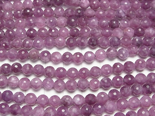 [Video]Purple color Jade 128Faceted Round 6mm 1strand beads (aprx.15inch/36cm)