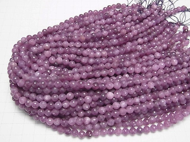 [Video]Purple color Jade 128Faceted Round 6mm 1strand beads (aprx.15inch/36cm)