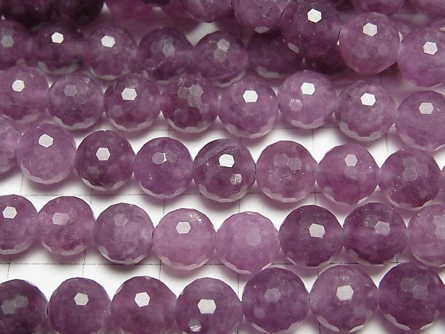 [Video]Purple color Jade 128Faceted Round 8mm 1strand beads (aprx.15inch/37cm)