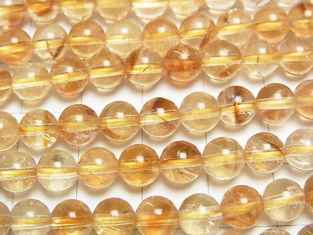 [Video] Phantom Citrine AA Round 6-6.5mm 1strand beads (aprx.15inch/36cm)