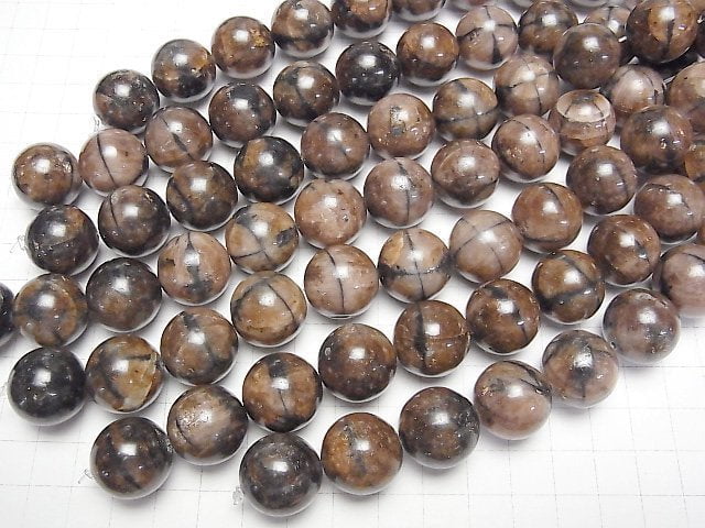 [Video]Chiastolite Round 18mm half or 1strand beads (aprx.6inch/16cm)