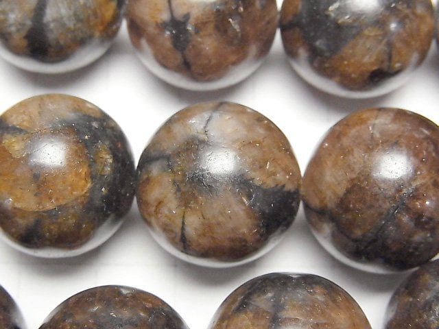 [Video]Chiastolite Round 20mm half or 1strand beads (aprx.6inch/16cm)