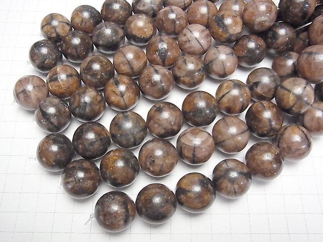 [Video]Chiastolite Round 20mm half or 1strand beads (aprx.6inch/16cm)