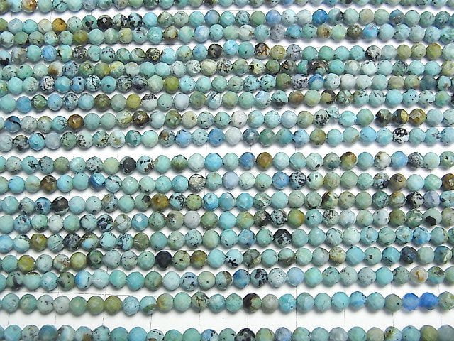 [Video] Natural Turquoise Faceted Round 4mm 1strand beads (aprx.15inch/37cm)