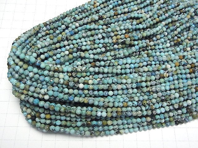 [Video] Natural Turquoise Faceted Round 4mm 1strand beads (aprx.15inch/37cm)