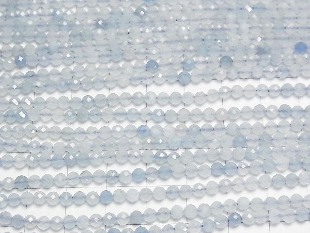 [Video]High Quality! Aquamarine AA Faceted Round 3.5mm 1strand beads (aprx.15inch/37cm)