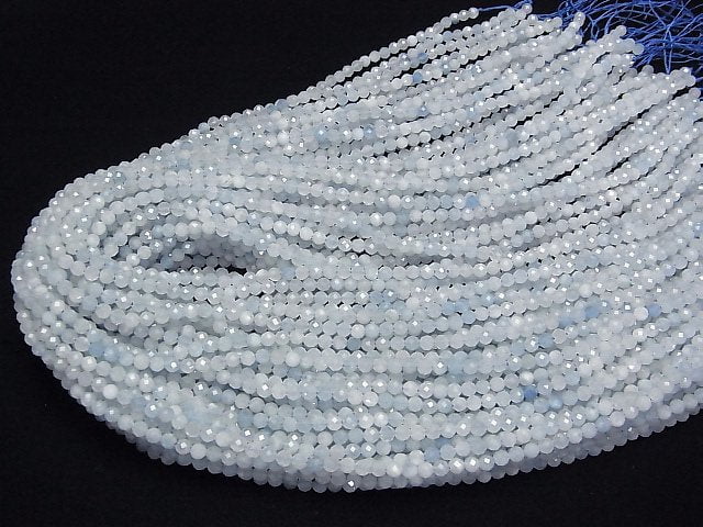 [Video]High Quality! Aquamarine AA Faceted Round 3.5mm 1strand beads (aprx.15inch/37cm)