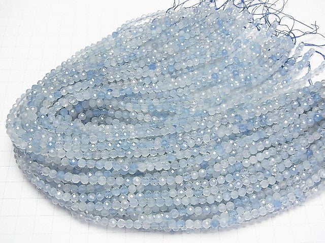 [Video]High Quality! Aquamarine AA++ Faceted Round 4.5mm 1strand beads (aprx.15inch/36cm)