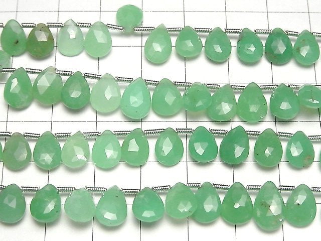 [Video]Chrysoprase AA++ Pear shape Faceted Briolette 1strand beads (aprx.7inch/18cm)