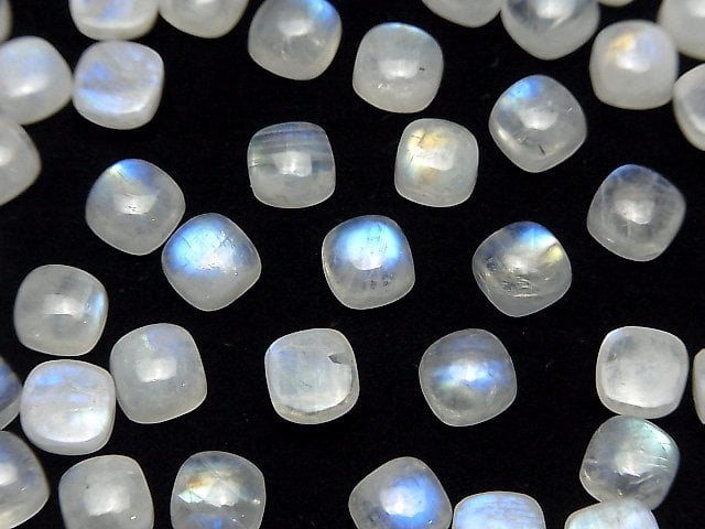 High Quality Rainbow Moonstone AA++ Square Cabochon 6x6mm 5pcs