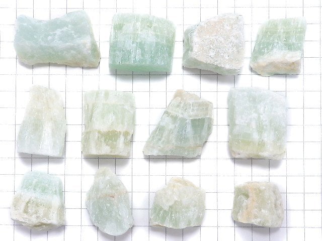 [Video][One of a kind] Green Calcite Rough Rock (Rough Stone) 12pcs Set NO.3