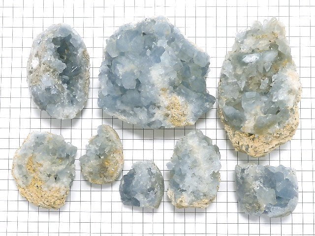 [Video][One of a kind] Madagascar Celestite Cluster 8pcs set NO.6