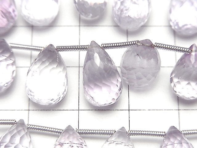 [Video]High Quality Pink Amethyst AAA- Drop Faceted Briolette 1strand (17pcs)