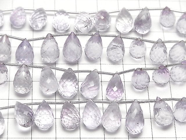 [Video]High Quality Pink Amethyst AAA- Drop Faceted Briolette 1strand (17pcs)