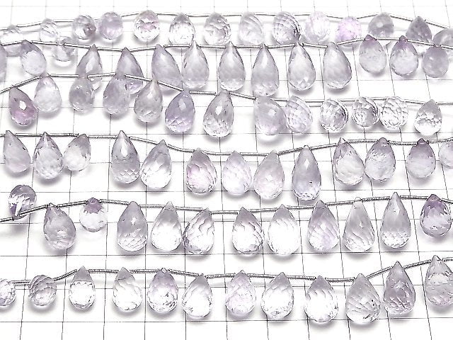 [Video]High Quality Pink Amethyst AAA- Drop Faceted Briolette 1strand (17pcs)