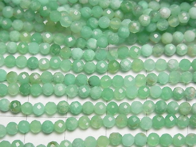 [Video]High Quality! Chrysoprase AA Faceted Round 3mm 1strand beads (aprx.15inch/37cm)