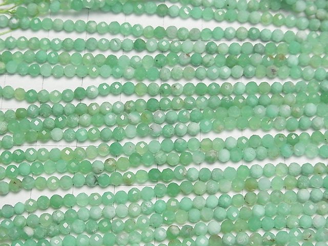 [Video]High Quality! Chrysoprase AA Faceted Round 3mm 1strand beads (aprx.15inch/37cm)