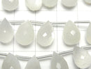[Video] High Quality White Moonstone AAA- Drop Faceted Briolette half or 1strand (16pcs)