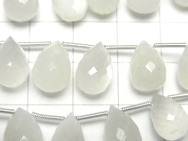 [Video] High Quality White Moonstone AAA- Drop Faceted Briolette half or 1strand (16pcs)