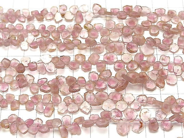 [Video] Bi-color Pink Tourmaline AA++ Rough Slice Faceted half or 1strand beads (aprx.7inch/18cm)