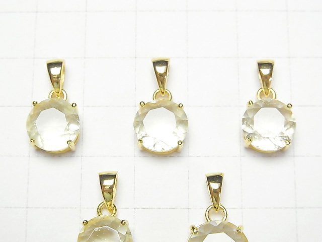 [Video]Libyan Desert Glass Round Faceted Pendant 10x10mm 18KGP 1pc