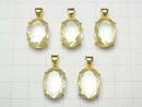 [Video]Libyan Desert Glass Oval Faceted Pendant 18x13mm 18KGP 1pc