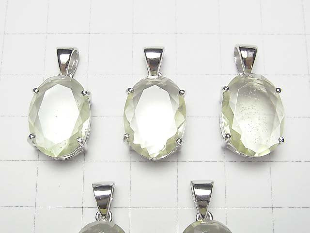 [Video]Libyan Desert Glass Oval Faceted Pendant 18x13mm Silver925 1pc