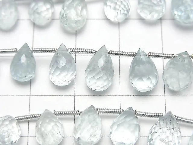 [Video]High Quality Aquamarine AA++ Drop Faceted Briolette half or 1strand beads (aprx.6inch/16cm)