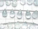 [Video]High Quality Aquamarine AA++ Drop Faceted Briolette half or 1strand beads (aprx.6inch/16cm)