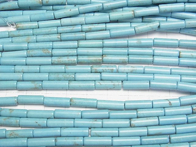 [Video]Magnesite Turquoise Tube 13x4x4mm 1strand beads (aprx.15inch/37cm)