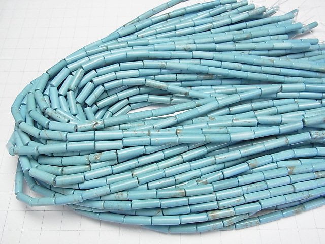 [Video]Magnesite Turquoise Tube 13x4x4mm 1strand beads (aprx.15inch/37cm)