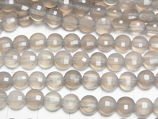 High Quality! Gray Onyx AAA Faceted Coin 6x6x4mm 1strand beads (aprx.15inch/37cm)