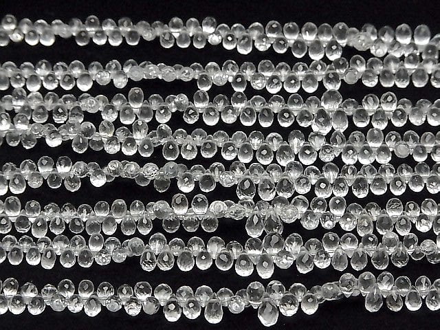 [Video]High Quality White Topaz AAA- Drop Faceted Briolette half or 1strand beads (aprx.7inch/18cm)