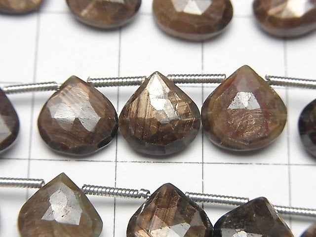 [Video] Golden Scene Sapphire AA++ Chestnut Faceted Briolette half or 1strand (14pcs)