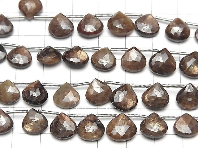 [Video] Golden Scene Sapphire AA++ Chestnut Faceted Briolette half or 1strand (14pcs)