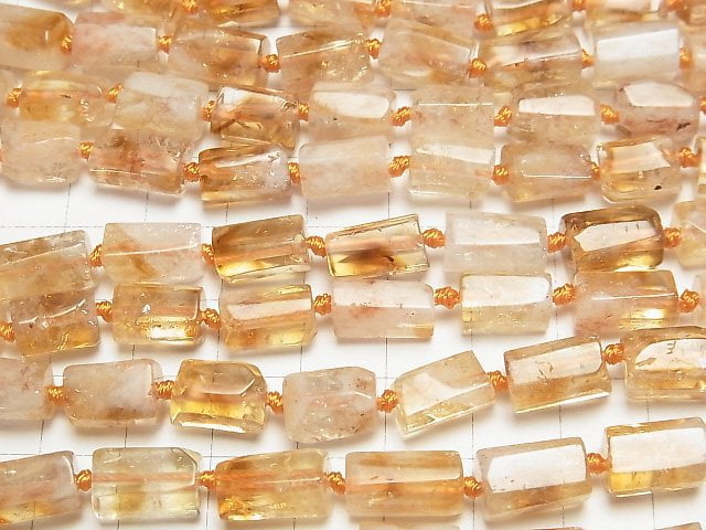 [Video] Phantom Citrine AA Rough Tube -Faceted Nugget 1strand beads (aprx.15inch/38cm)