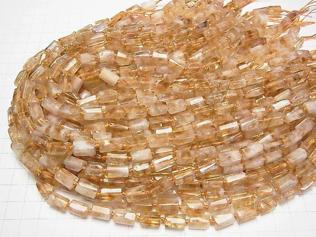 [Video] Phantom Citrine AA Rough Tube -Faceted Nugget 1strand beads (aprx.15inch/38cm)