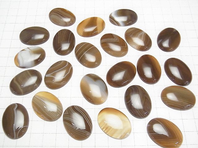 [Video] Brown Striped Agate AAA Oval Cabochon 30x22mm 2pcs