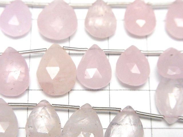 [Video]Morganite AA++ Pear shape Faceted Briolette half or 1strand beads (aprx.7inch/17cm)