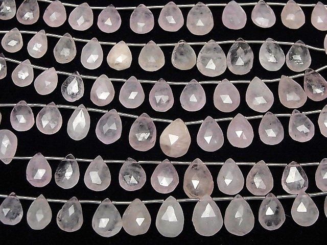 [Video]Morganite AA++ Pear shape Faceted Briolette half or 1strand beads (aprx.7inch/17cm)