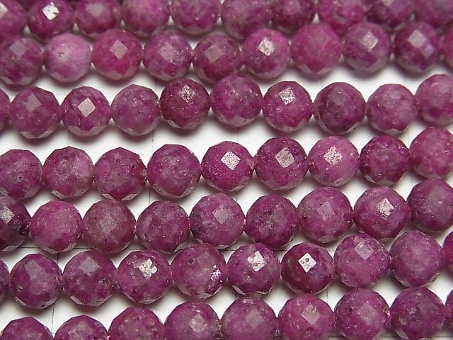 [Video] High Quality! Ruby AA 64Faceted Round 6mm half or 1strand beads (aprx.15inch/36cm)