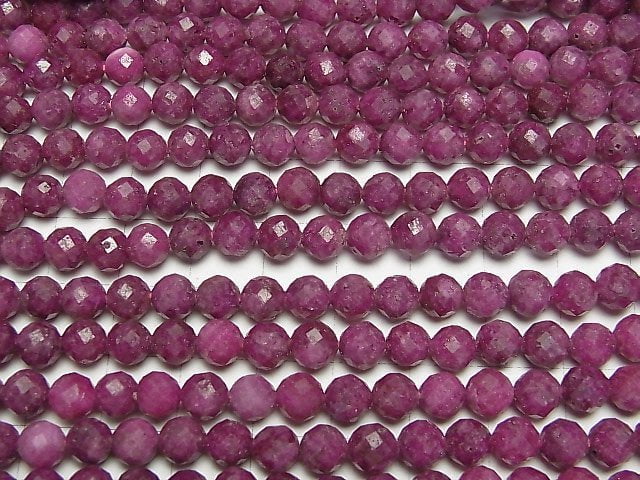 [Video] High Quality! Ruby AA 64Faceted Round 6mm half or 1strand beads (aprx.15inch/36cm)