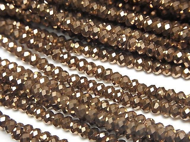 [Video] High Quality! Hematite Faceted Button Rondelle 3x3x2mm Bronze Color Coating 1 Strand Beads (approx. 15 inch/36 cm)