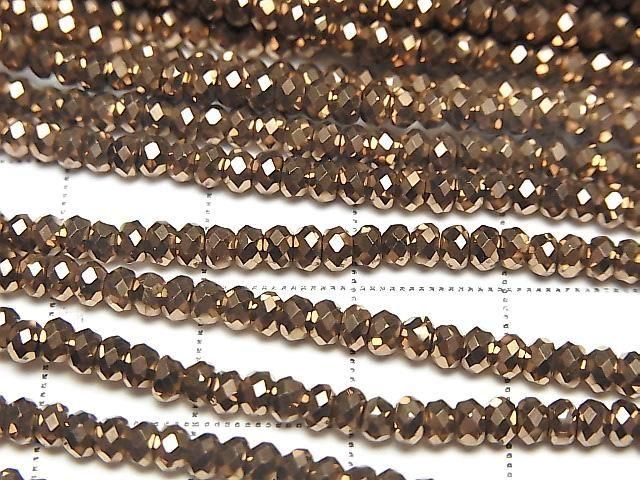 [Video] High Quality! Hematite Faceted Button Rondelle 3x3x2mm Bronze Color Coating 1 Strand Beads (approx. 15 inch/36 cm)