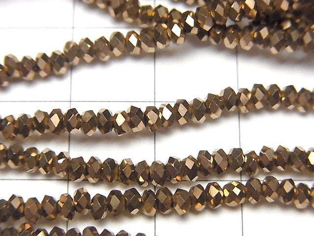 [Video]High Quality! Hematite Faceted Button Roundel 3x3x2mm Bronze color coating 1strand beads (aprx.15inch/38cm)